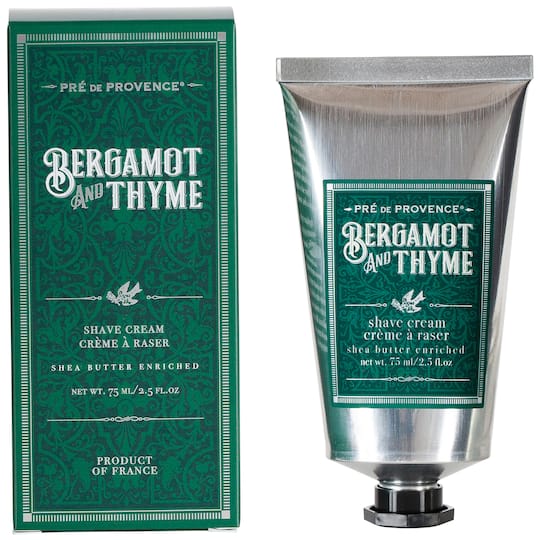 European Soaps Bergamot & Thyme Men's Shave Cream with Shea, 75mL